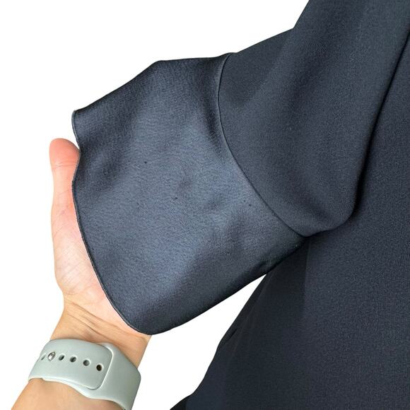 Red Valentino Black Ruffle Short Sleeve White Trim Collar Ruffle Hem Mini Dress - Picture 5 of 13